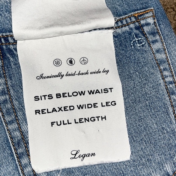 Rag & Bone Logan Mid-Rise Relaxed Wide Leg Jeans Distressed Vandam Light Wash 24 - Picture 8 of 8